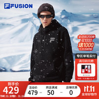 FILAFUSION斐乐潮牌卫衣男女装仿羊羔绒保暖连帽套头上衣 正黑色-BK 190/108A/XXXL