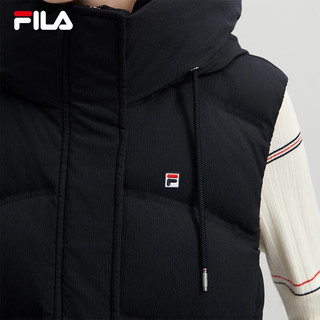 FILA 斐乐女士羽绒马甲2023冬休闲保暖基础简约连帽上衣 传奇蓝-NV 170/88A/L