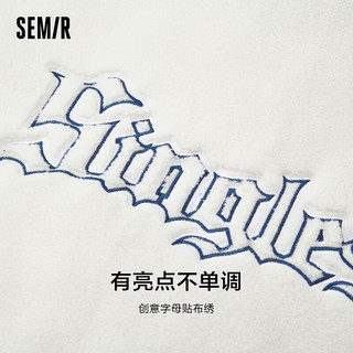 森马（Semir）森马牛仔外套女连帽拼接仿羊羔毛夹棉夹克 蓝白色调00381 155/80A/S