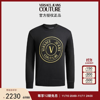 范思哲Versace Jeans Couture男装 男士V字印花圆领卫衣 黑色 L