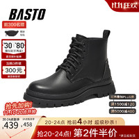 BASTO 百思图 商场同款时尚运动马丁靴厚底男短靴ELB04DD3 黑色 38