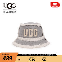 UGG女士帽子休闲舒适纯色毛茸圆帽渔夫帽 22655 GRHE | 灰色 S/M
