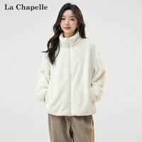 La Chapelle 新款时尚休闲立领摇粒绒外套女2023年秋冬季百搭气质女装