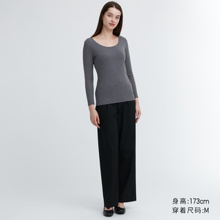 UNIQLO 优衣库 多舒暖女装HEATTECH棉混纺U领T恤内衣秋衣打底保暖冬460380