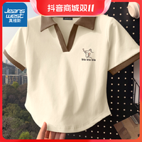 JEANSWEST 真维斯 正肩短袖t恤女2023新款夏季女士polo衫体恤设计感小众上衣