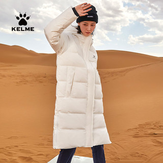 KELME卡尔美运动羽绒服女 长款大衣加厚保暖鸭绒冬装外套
