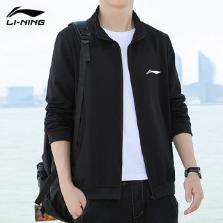 LI-NING 李宁 外套男士卫衣运动服 标准黑