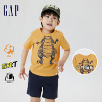 【游戏T】Gap男幼童夏季款立体动物印花短袖T恤598620儿童装上衣