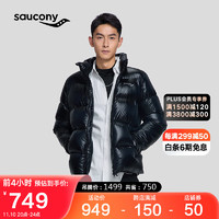 Saucony索康尼冬季户外休闲保暖防风舒适男子短羽绒服亮黑色M