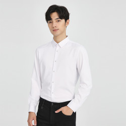 限尺码lilanz利郎官方长袖衬衫男商务简约纯色基础款冬季衬衣
