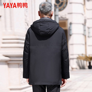 YAYA 鸭鸭羽绒服 鸭鸭（YAYA）羽绒服男中长厚款连帽保暖中老年冬季休闲外套DYJ17B0180黑色185