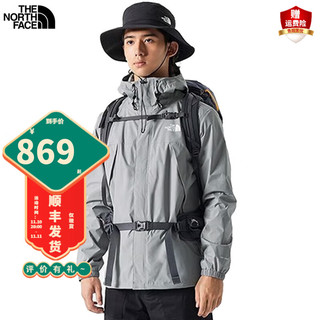 北面（The North Face）冲锋衣男户外运动上衣保暖防风防水透气夹克外套 A91/灰色 L/175