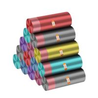 百魅 百魁超大加厚自动收口手提式垃圾袋45*50*cm四丝加厚抽绳式家用清洁 彩色45*50cm5卷装