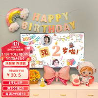 多美忆 生日装饰气球场景布置儿童女孩生日周岁男宝宝满月电视机投屏海报