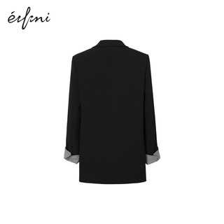 伊芙丽（eifini）伊芙丽经典黑色休闲设计感撞色西装女装通勤职场外套女 黑色西装 160/84A/M