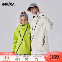 古由卡（GUUKA）潮流TECH机能风进藏风衣男秋 山系户外防水登山冲锋衣宽松易穿搭 荧光绿G60318 M