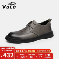 VOLO 犀牛男鞋商务休闲皮鞋男士软皮软底舒适正装皮鞋 灰色 42