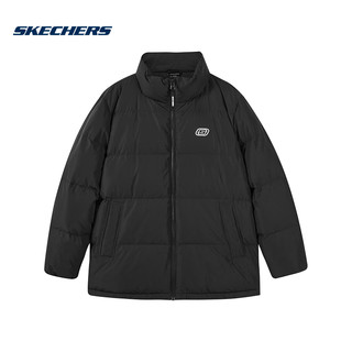 SKECHERS 斯凯奇 款短款防风保暖百搭羽绒服休闲运动外套 L422U070-0018 黑