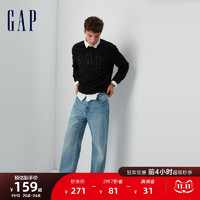 Gap 盖璞 男女装秋冬2023新款LOGO圆领抓绒保暖卫衣427434加厚上衣 海军蓝 180/96A