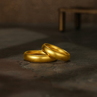 周六福古法黄金戒指男女计价足金结婚对戒婚嫁三金新年