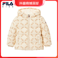 抖音超值购：FILA 斐乐 2023冬季新品小童时尚印花保暖连帽羽绒服-K16B341905