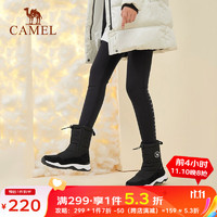 CAMEL 骆驼 女鞋雪地靴加绒高帮棉靴保暖短靴 A14303Z6332，黑/白，女款 35