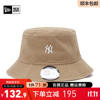 NEW ERA 纽亦华 帽子男女MLB刺绣小标NY潮休闲盆帽渔夫帽