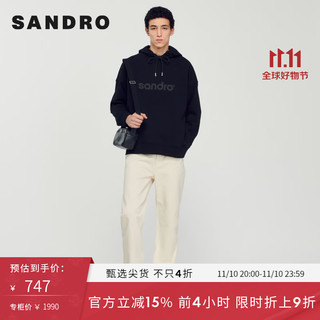 SANDRO秋男女同款黑色宽松休闲时尚连帽卫衣SHPSW00554 黑色 XL