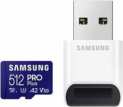 SAMSUNG 三星 PRO Plus microSD 存儲卡 + 讀卡器，512GB MicroSDXC