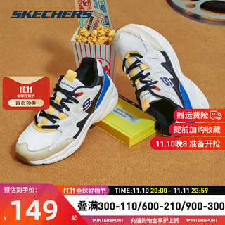 斯凯奇（Skechers）女鞋 运动鞋舒适透气时尚潮流休闲鞋复古厚底熊猫鞋 白色/多彩色/晒图返5 6/36/230