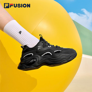 FILA FUSION斐乐潮牌女鞋休闲鞋厚底运动鞋BUBBLE 黑/烟灰-BQ 37.5