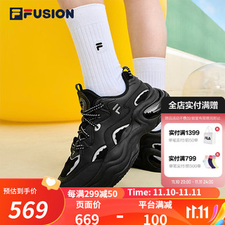 FILA FUSION斐乐潮牌女鞋休闲鞋厚底运动鞋BUBBLE 黑/烟灰-BQ 37.5