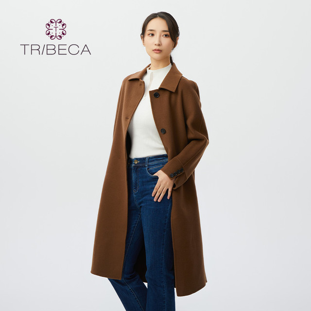 TRIBECA 翠贝卡 商场同款T2588S29D902中长款百搭女H廓型毛呢大衣