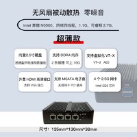 FISUSEN 飞速讯4口迷你无线wifi6软路由n5000工控机企业路由器2.5G小主机x86服务器 厚款n5000 无盘无内存无电源