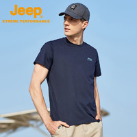 Jeep 吉普 官方夏季冰丝T恤男短袖速干运动上衣宽松大码T恤休闲圆领半袖