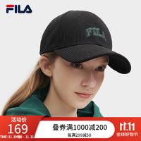 FILA 斐乐 官方情侣款棒球帽2023冬新款时尚休闲百搭鸭舌帽遮阳帽 正黑色-BK XS