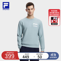 FILA 斐乐男装针织长袖上衣2023冬基础简约运动套头卫衣男 蓝灰色-BU 170/92A/M