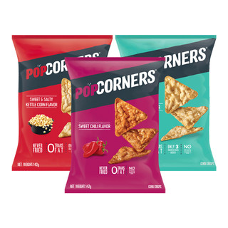 POPCORNERS 哔啵脆 赵露思推荐Popcorners玉米片142*3袋（咸甜+海盐+甜辣）膨化零食