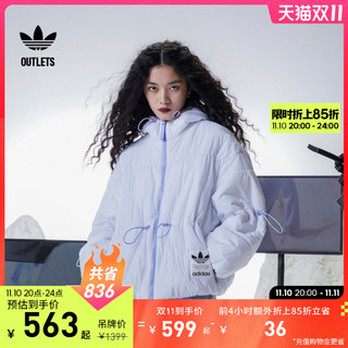 adidas 阿迪达斯 官方outlets阿迪达斯三叶草女短款保暖运动拉链面包棉服