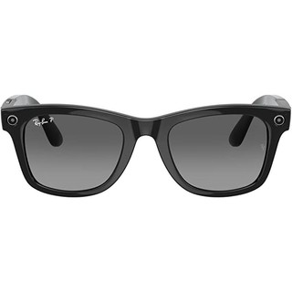 雷朋（RayBan） Wayfarer 旅行者智能眼镜正方形可充电 视频录制音频语音控制 防紫外线 哑光黑/深灰 墨镜防紫外线 50mm