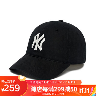 MLB 帽子四季大标软顶棒球帽鸭舌帽男女3ACP6601N-50BKS-F/黑色