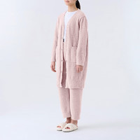 MUJI 無印良品 无印良品（MUJI）女式 发热毛毛纱 家居长开衫 家居服睡衣 烟熏粉色 Ｓ～Ｍ