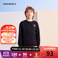Converse匡威童装男童加绒无帽套头卫衣儿童保暖上衣打底衫潮 正黑色 150/72