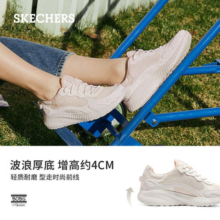 SKECHERS 斯凯奇 冬季休闲运动鞋女士跑步鞋减震黑白网面鞋117224 白色/浅粉红色/WLPK 37