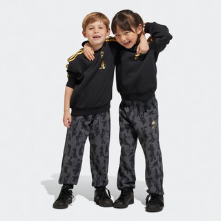 adidas阿迪达斯轻运动米奇联名款男女小童儿童圆领长袖套装 黑色/金/深灰/黑色/金 122CM