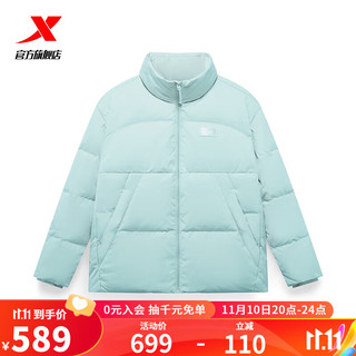 XTEP 特步 驭温2.0羽绒服女秋冬立领运动休闲外套977428190350 乘风绿 L