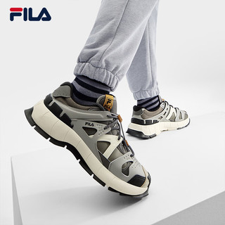 斐乐（FILA）【张艺兴同款】 男鞋INSETTO摩登运动鞋2023冬大绑鞋 橡皮棕/燧石灰-BE 44.5码