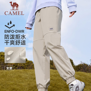 骆驼 CAMEL工装裤男冬防水运动休闲宽松梭织长裤束脚卫裤女 J23CAVR059，幻影黑，女 M