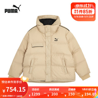 彪马 男女同款休闲羽绒连帽外套 PUFFER DOWN 539230 卡其色-12 L(180/100A)