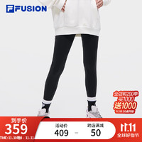 斐乐（FILA） FUSION潮牌女子针织打底裤紧身收口运动长裤 正黑色-BK 170/70A/L